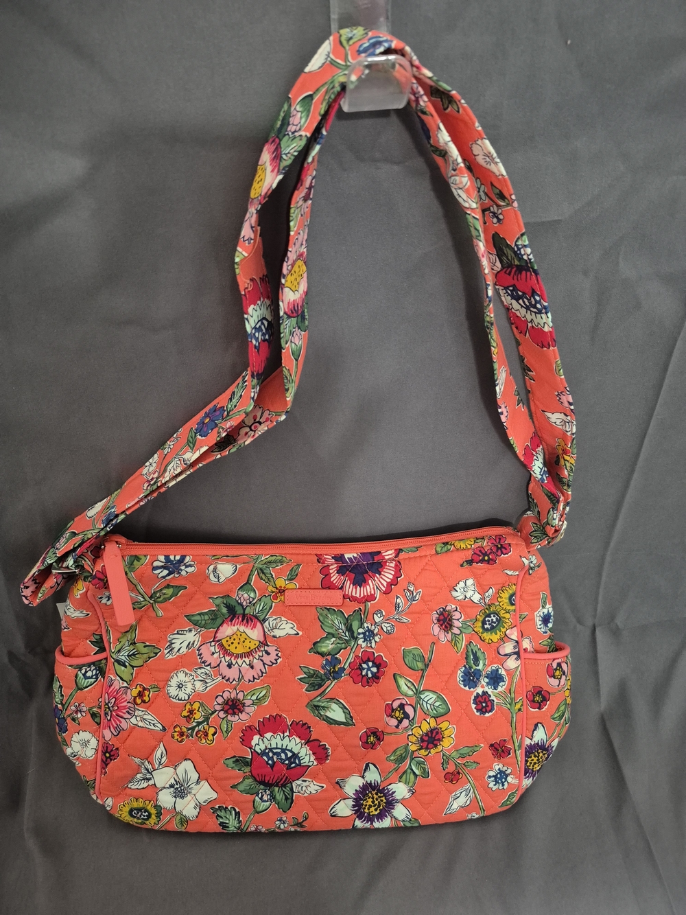 Vere Bradley- On The Go Coral Floral Quilted Crossbody Bag